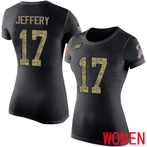 Women Philadelphia Eagles #17 Alshon Jeffery Black Camo Salute to Service NFL T Shirt->women nfl jersey->Women Jersey